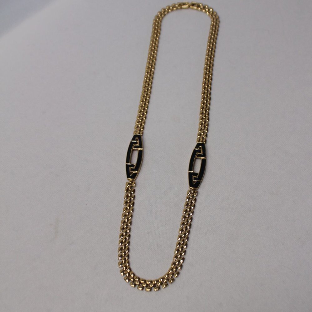 Gold Tone and Navy Long Panther Chain